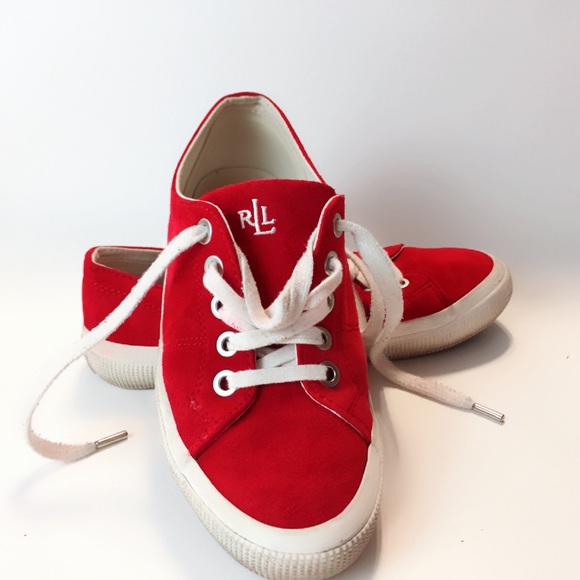 Lauren Ralph Lauren Shoes - Ralph Lauren Red Kidsuede Sneakers